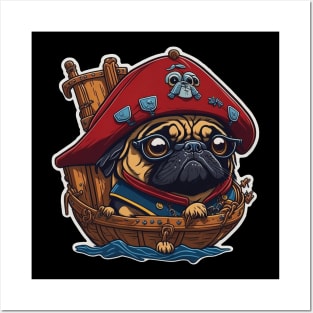 Pirate pug Posters and Art